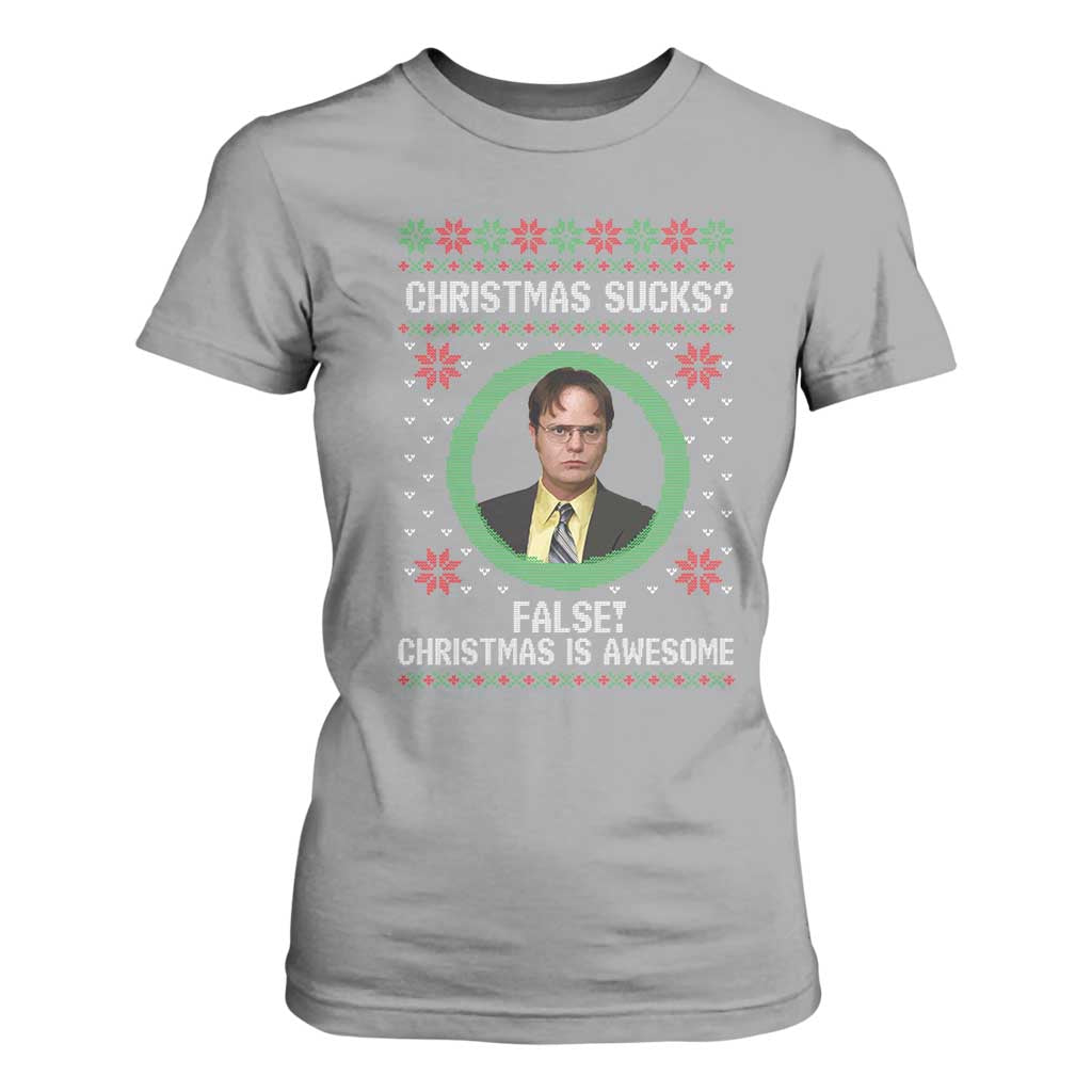 Christmas Sucks FALSE Christmas Is Awesome T Shirt For Women Funny Xmas Office Holiday Humor TS02 Sport Gray Print Your Wear
