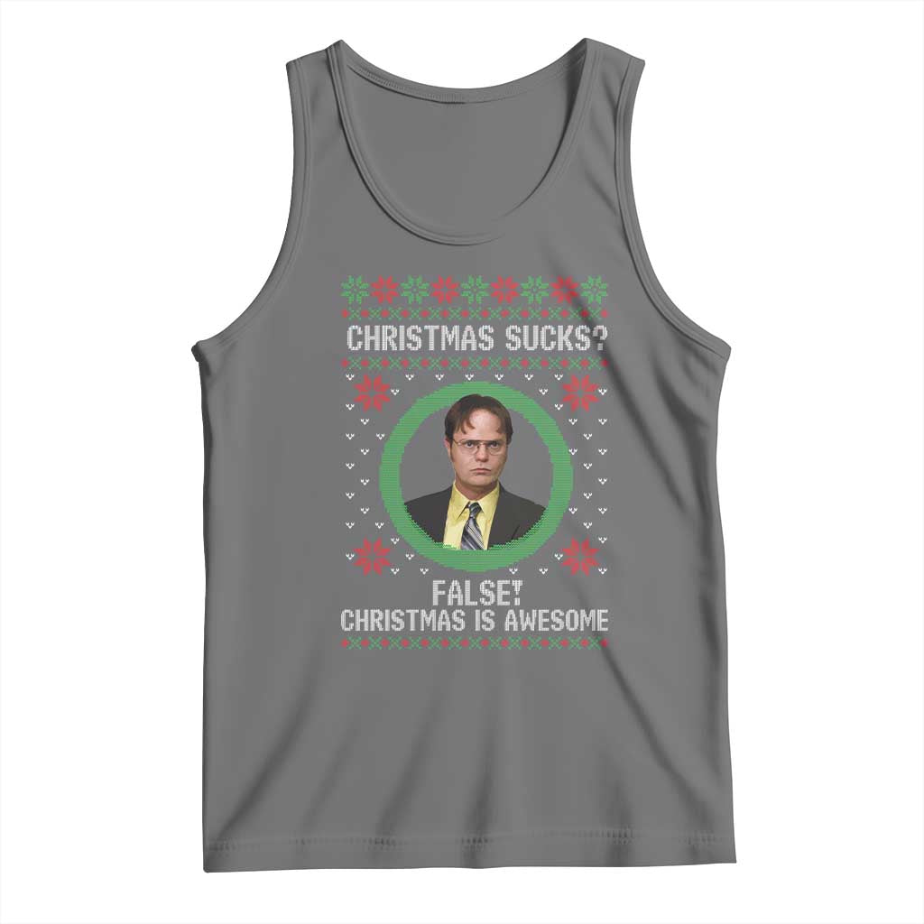 Christmas Sucks FALSE Christmas Is Awesome Tank Top Funny Xmas Office Holiday Humor TS02 Black Heather Print Your Wear