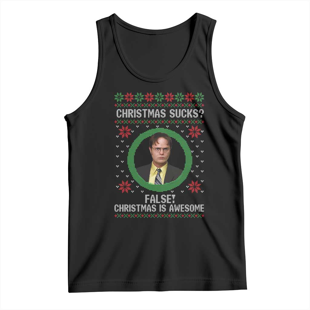 Christmas Sucks FALSE Christmas Is Awesome Tank Top Funny Xmas Office Holiday Humor TS02 Black Print Your Wear