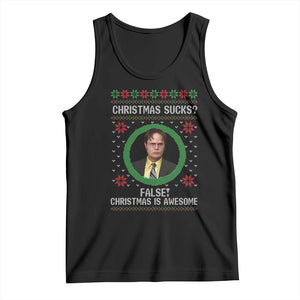 Christmas Sucks FALSE Christmas Is Awesome Tank Top Funny Xmas Office Holiday Humor TS02 Black Print Your Wear
