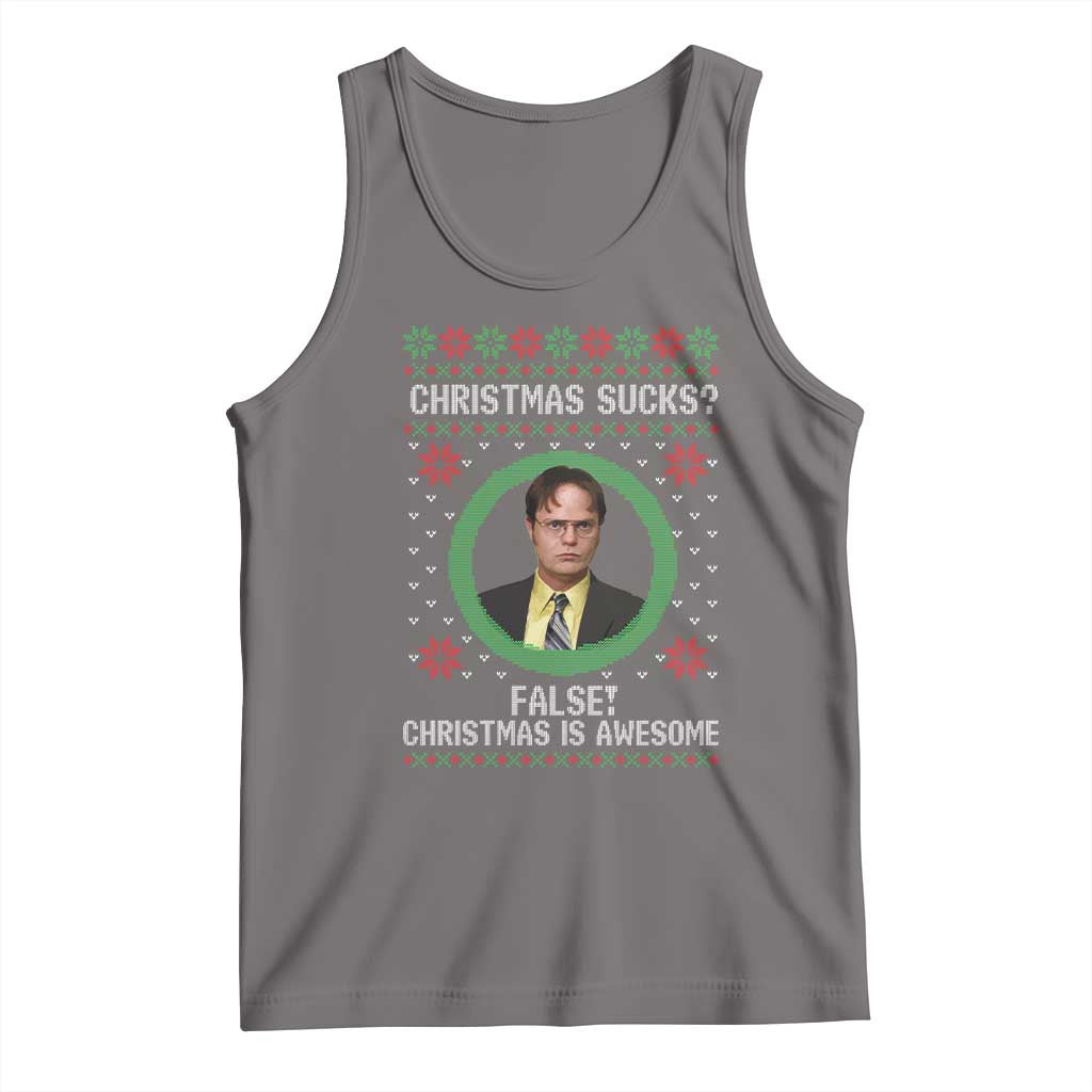 Christmas Sucks FALSE Christmas Is Awesome Tank Top Funny Xmas Office Holiday Humor TS02 Deep Heather Print Your Wear