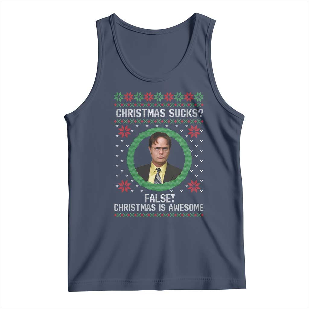 Christmas Sucks FALSE Christmas Is Awesome Tank Top Funny Xmas Office Holiday Humor TS02 Navy Print Your Wear