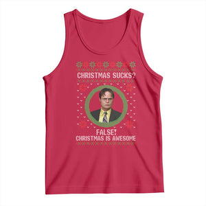 Christmas Sucks FALSE Christmas Is Awesome Tank Top Funny Xmas Office Holiday Humor TS02 Red Print Your Wear