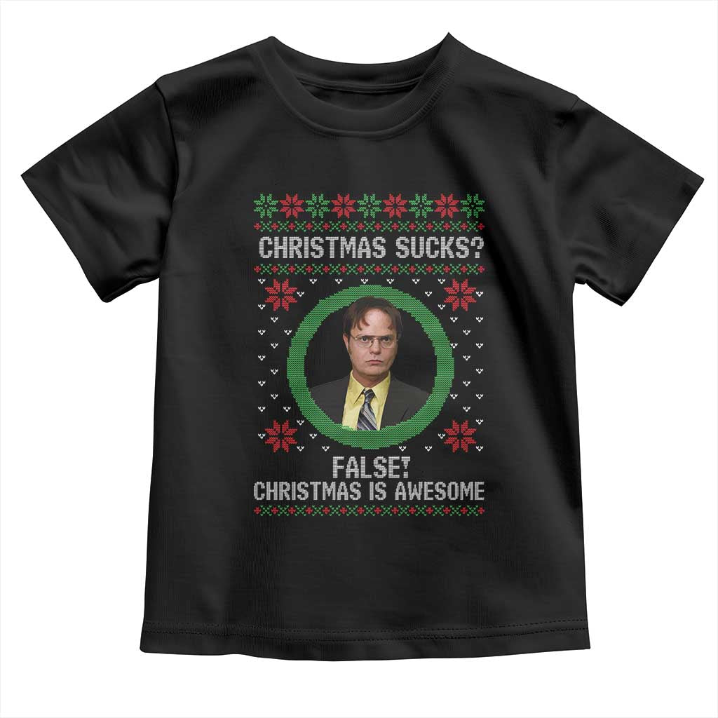 Christmas Sucks FALSE Christmas Is Awesome Toddler T Shirt Funny Xmas Office Holiday Humor TS02 Black Print Your Wear