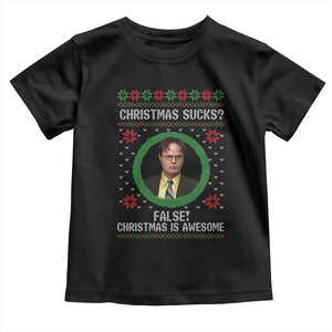 Christmas Sucks FALSE Christmas Is Awesome Toddler T Shirt Funny Xmas Office Holiday Humor TS02 Black Print Your Wear