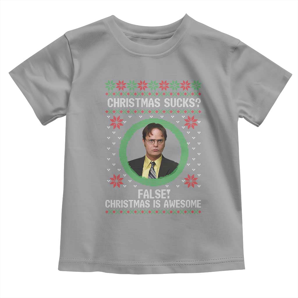 Christmas Sucks FALSE Christmas Is Awesome Toddler T Shirt Funny Xmas Office Holiday Humor TS02 Sport Gray Print Your Wear