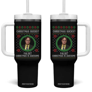 Christmas Sucks FALSE Christmas Is Awesome Tumbler With Handle Funny Xmas Office Holiday Humor TS02 One Size: 40 oz Black Print Your Wear
