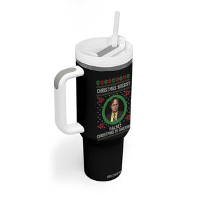 Christmas Sucks FALSE Christmas Is Awesome Tumbler With Handle Funny Xmas Office Holiday Humor TS02 Print Your Wear