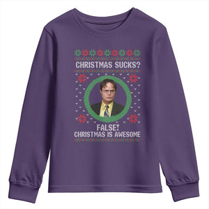 Christmas Sucks FALSE Christmas Is Awesome Youth Sweatshirt Funny Xmas Office Holiday Humor TS02 Purple Print Your Wear