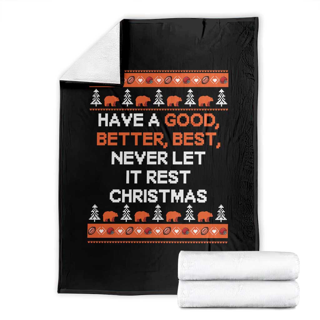 Good Better Best Christmas Inspirational Throw Blanket Never Let It Rest CFB Sports Fans Ugly Sweater Style TS02 Black Print Your Wear