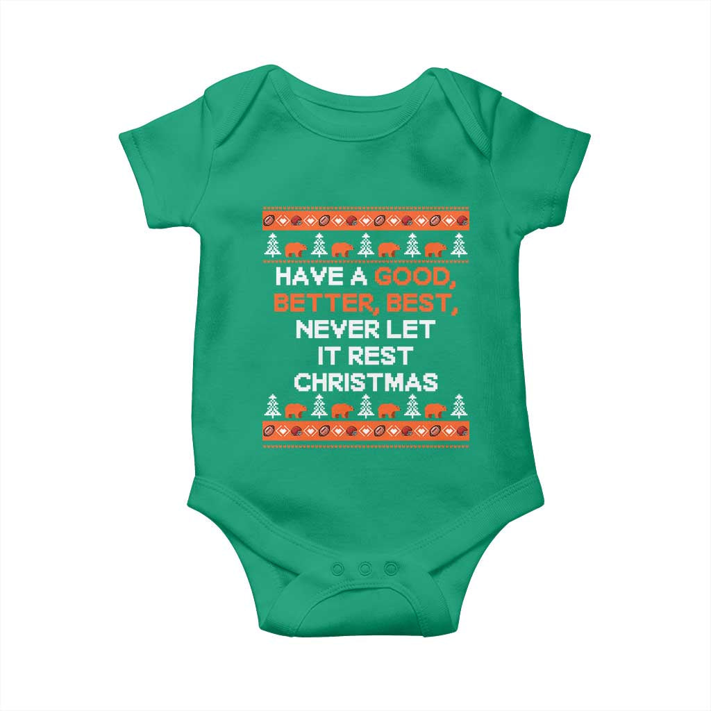 Good Better Best Christmas Inspirational Baby Onesie Never Let It Rest CFB Sports Fans Ugly Sweater Style TS02 Irish Green Print Your Wear