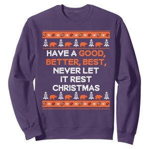 Good Better Best Christmas Inspirational Sweatshirt Never Let It Rest CFB Sports Fans Ugly Sweater Style TS02 Purple Print Your Wear