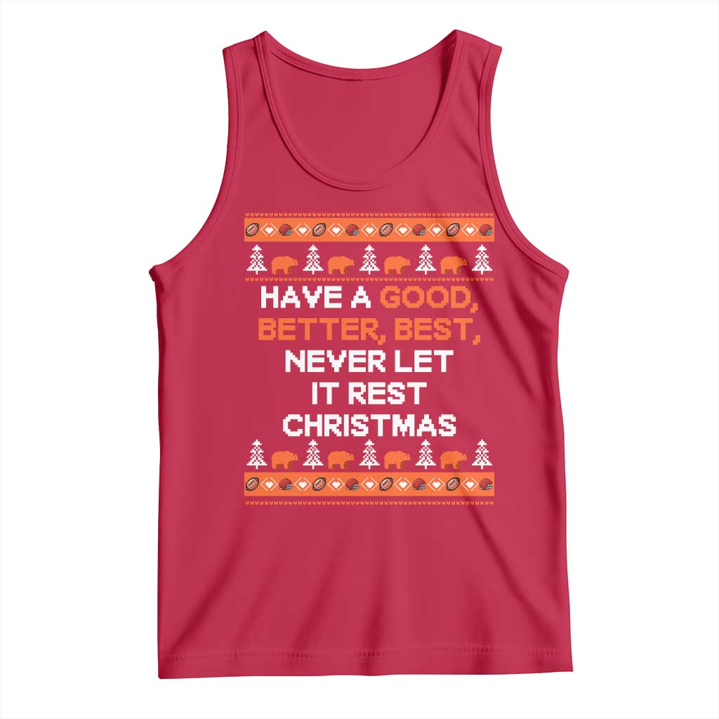 Good Better Best Christmas Inspirational Tank Top Never Let It Rest CFB Sports Fans Ugly Sweater Style TS02 Red Print Your Wear