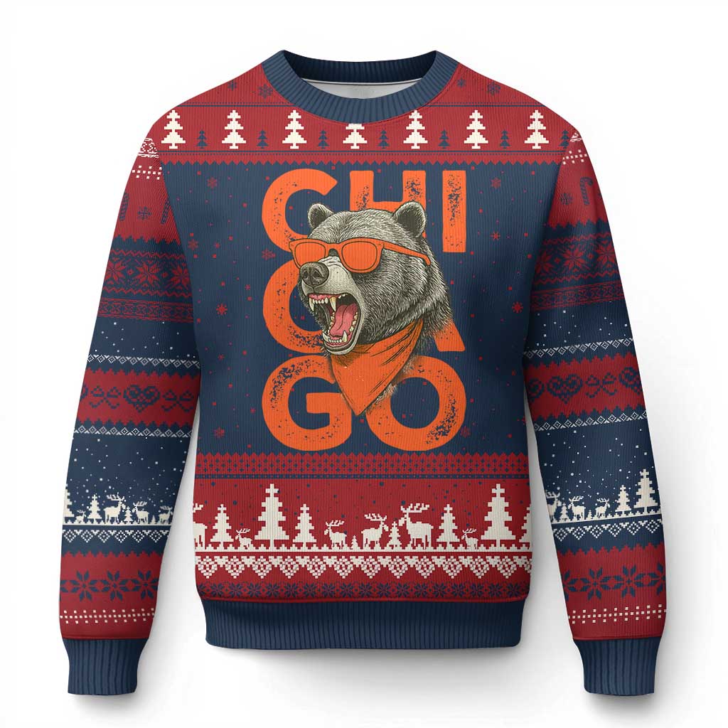 Cool Chicago Pride Br Graphic Ugly Christmas Sweater TS02 Navy Red Print Your Wear