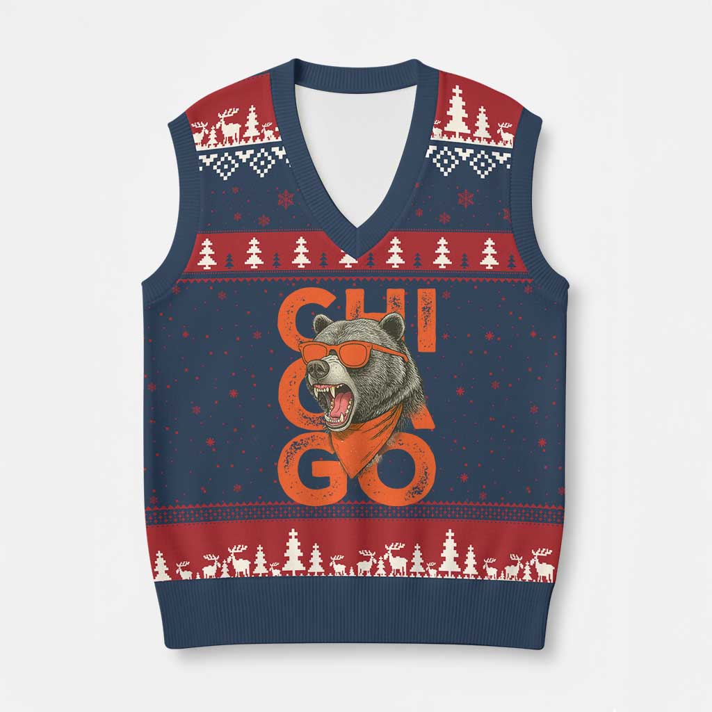 Cool Chicago Pride Br Graphic V-Neck Knit Sweater Vest TS02 Navy Red Print Your Wear