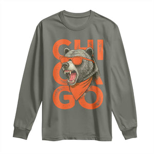 Cool Chicago Pride Long Sleeve Shirt Fierce Bear Graphic TS02 Military Green Print Your Wear