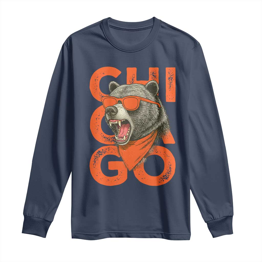 Cool Chicago Pride Long Sleeve Shirt Fierce Bear Graphic TS02 Navy Print Your Wear