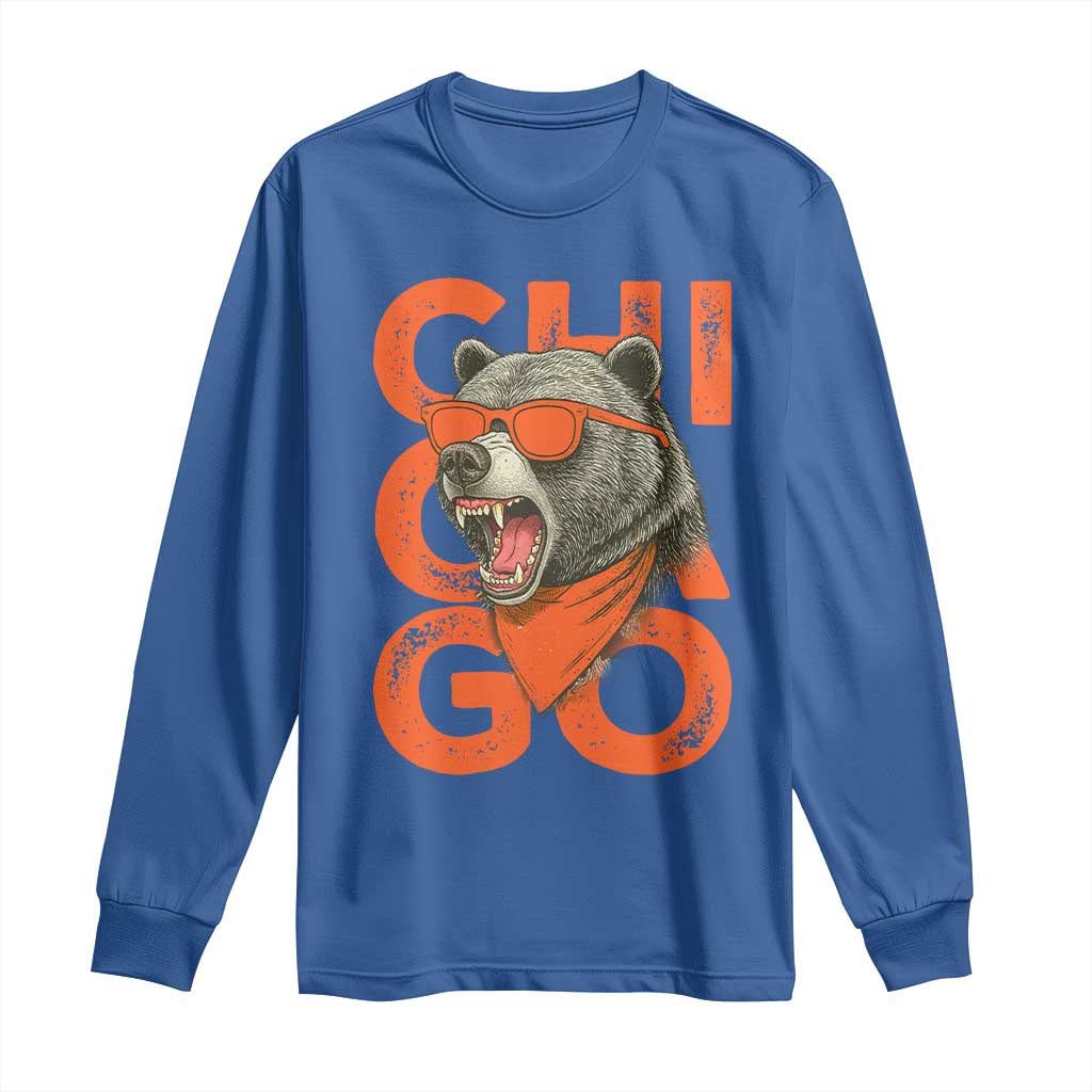 Cool Chicago Pride Long Sleeve Shirt Fierce Bear Graphic TS02 Royal Blue Print Your Wear
