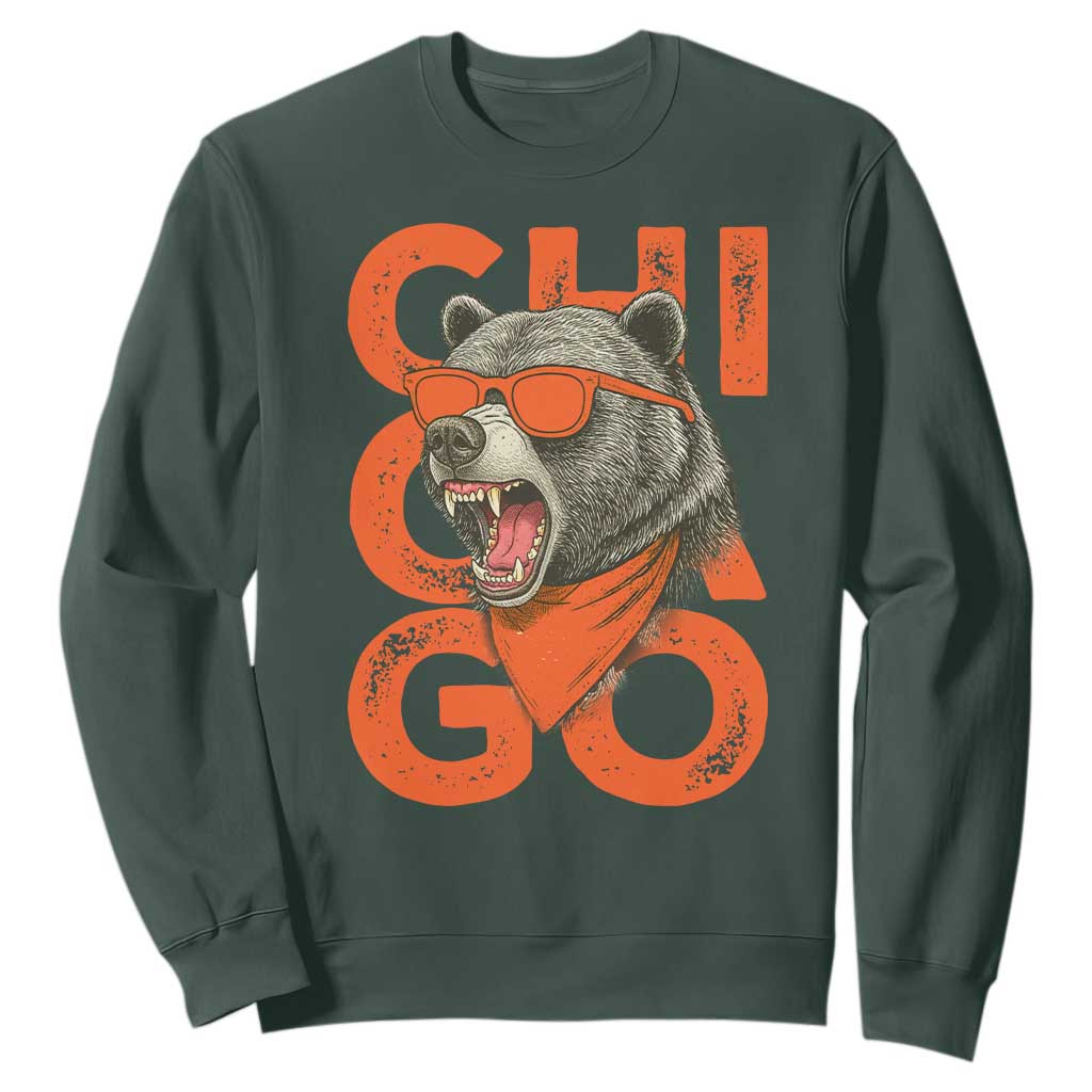 Cool Chicago Pride Sweatshirt Fierce Bear Graphic TS02 Dark Forest Green Print Your Wear