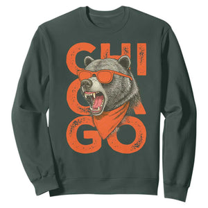 Cool Chicago Pride Sweatshirt Fierce Bear Graphic TS02 Dark Forest Green Print Your Wear