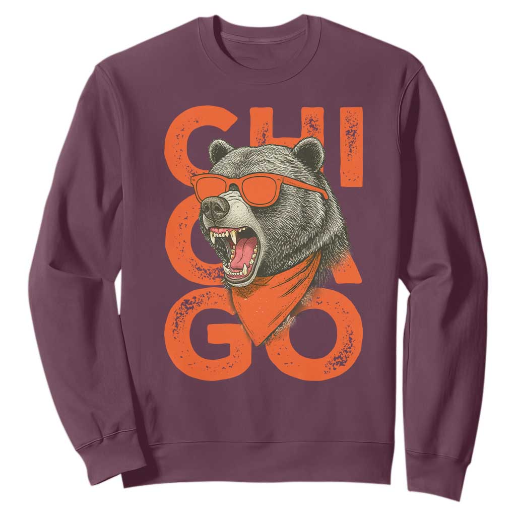 Cool Chicago Pride Sweatshirt Fierce Bear Graphic TS02 Maroon Print Your Wear