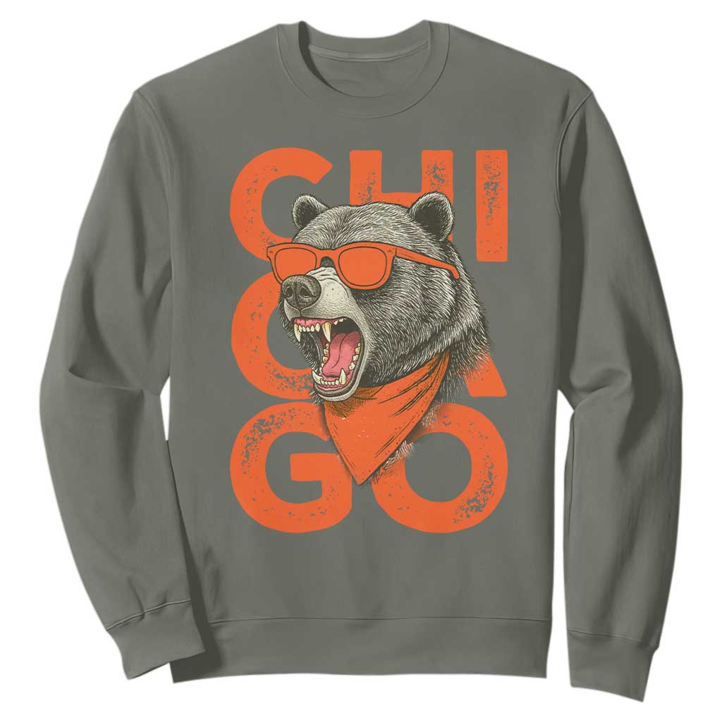 Cool Chicago Pride Sweatshirt Fierce Bear Graphic TS02 Military Green Print Your Wear