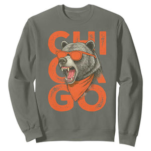 Cool Chicago Pride Sweatshirt Fierce Bear Graphic TS02 Military Green Print Your Wear