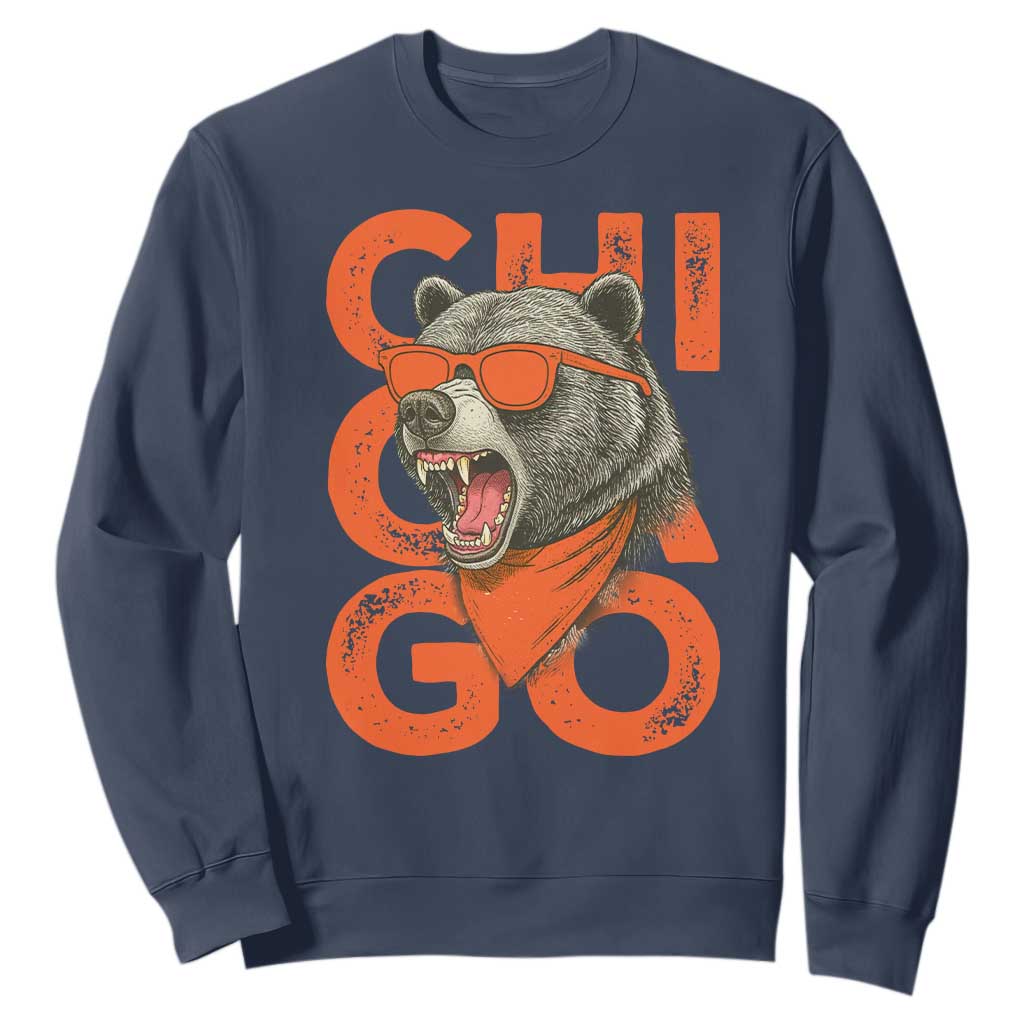 Cool Chicago Pride Sweatshirt Fierce Bear Graphic TS02 Navy Print Your Wear