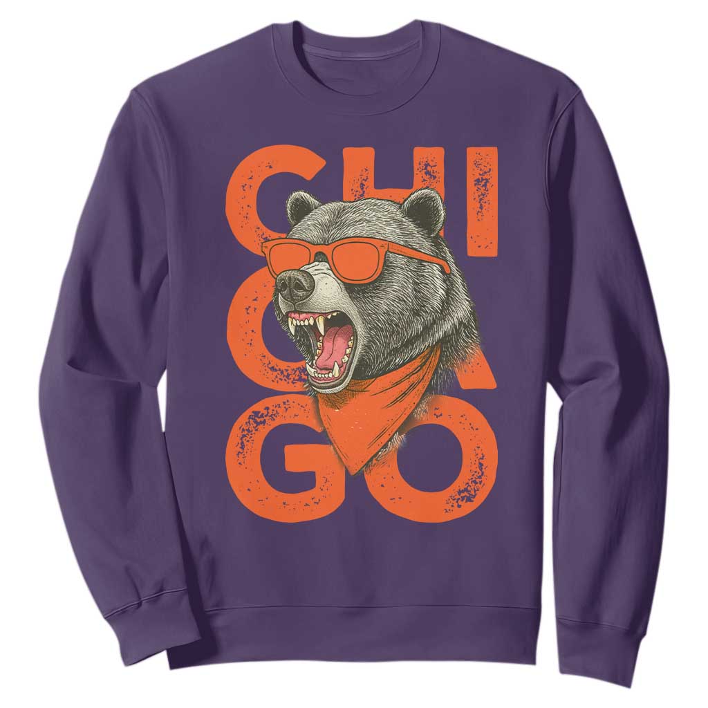 Cool Chicago Pride Sweatshirt Fierce Bear Graphic TS02 Purple Print Your Wear