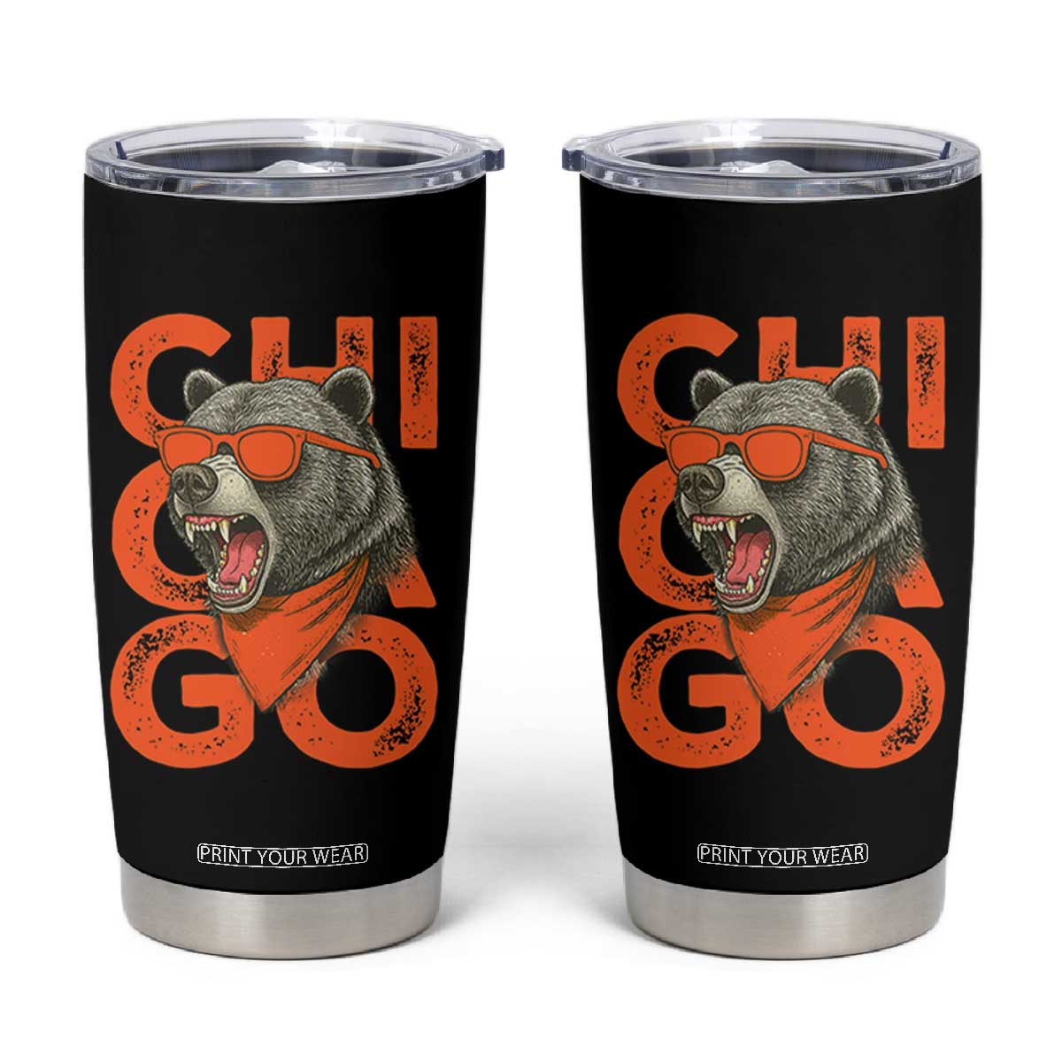 Cool Chicago Pride Tumbler Cup Fierce Bear Graphic TS02 Black Print Your Wear