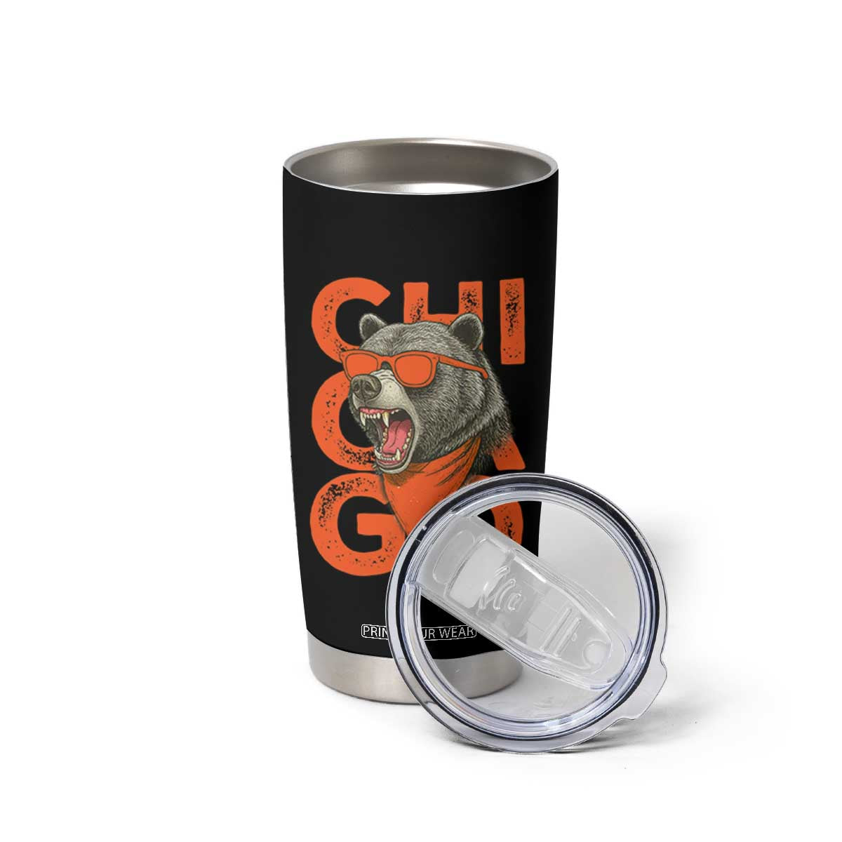 Cool Chicago Pride Tumbler Cup Fierce Bear Graphic TS02 Print Your Wear