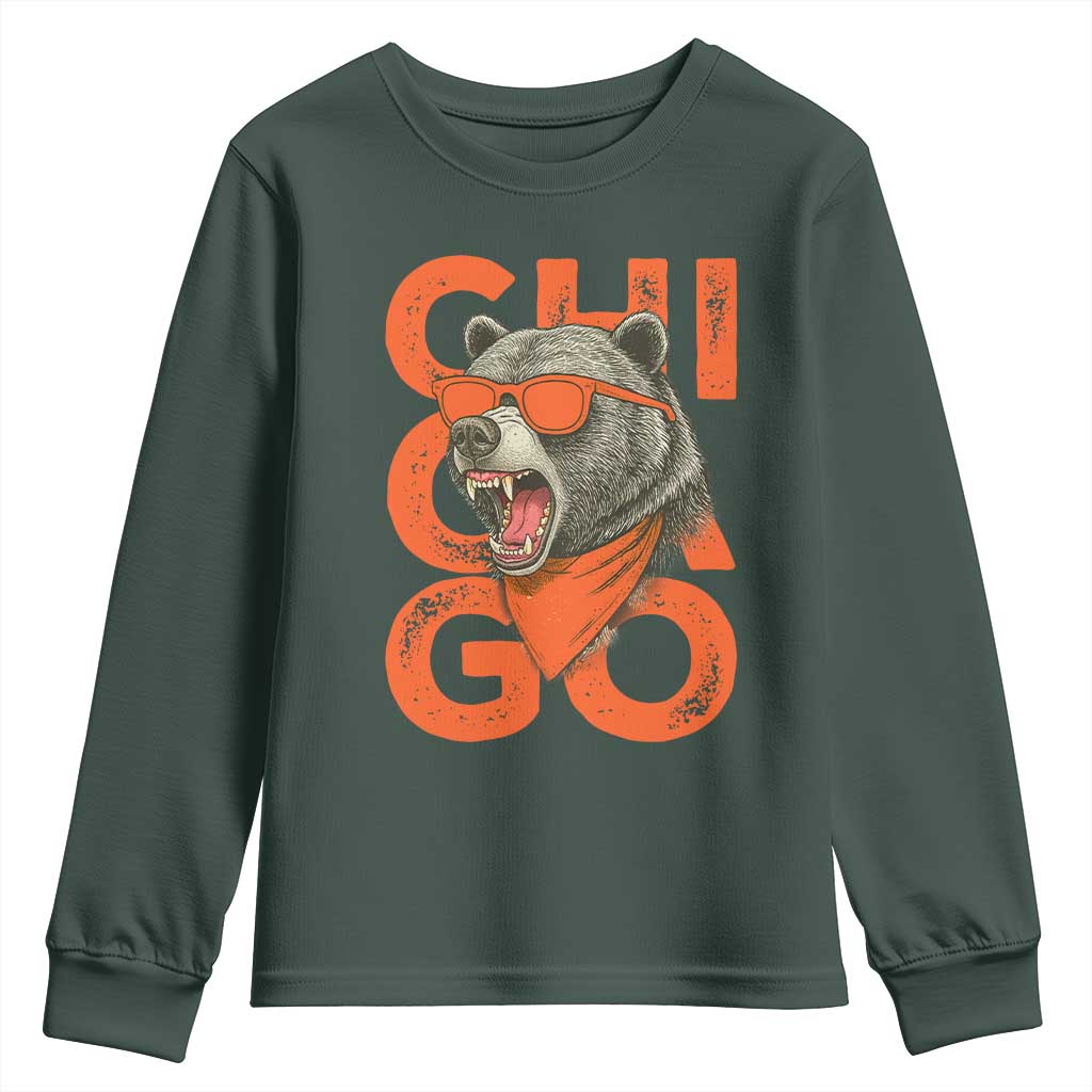 Cool Chicago Pride Br Graphic Youth Sweatshirt TS02 Dark Forest Green Print Your Wear