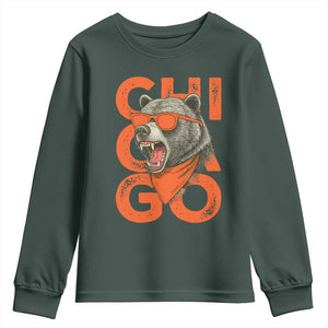 Cool Chicago Pride Br Graphic Youth Sweatshirt TS02 Dark Forest Green Print Your Wear