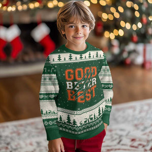 Good Better Best CFB Inspirational Ugly Christmas Sweater Claw Scratch Graphic for Sports Fan TS02 Forest Green Beige Print Your Wear