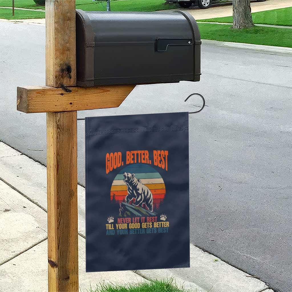 Retro Mountain Bear Outdoor Adventure Garden Flag Good Better Best Inspiration Motivation TS02 Print Your Wear