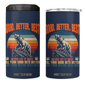 Retro Mountain Bear Outdoor Adventure 4 in 1 Can Cooler Tumbler Good Better Best Inspiration Motivation TS02 One Size: 16 oz Navy Print Your Wear