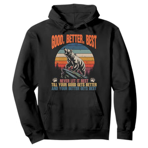 Retro Mountain Bear Outdoor Adventure Hoodie Good Better Best Inspiration Motivation TS02 Black Print Your Wear