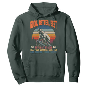 Retro Mountain Bear Outdoor Adventure Hoodie Good Better Best Inspiration Motivation TS02 Dark Forest Green Print Your Wear