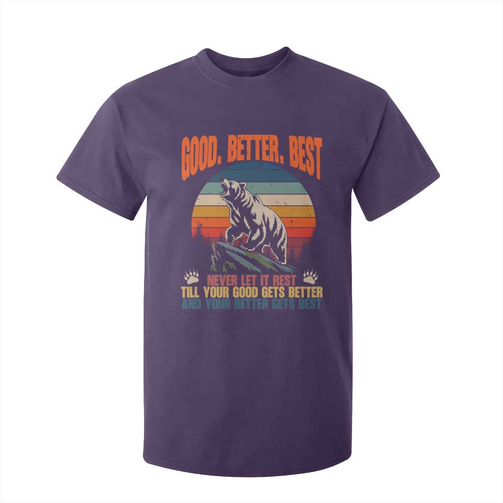 Retro Mountain Bear Outdoor Adventure T Shirt For Kid Good Better Best Inspiration Motivation TS02 Purple Print Your Wear