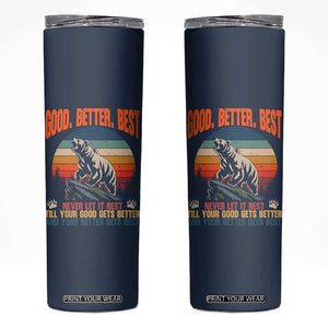 Retro Mountain Bear Outdoor Adventure Skinny Tumbler Good Better Best Inspiration Motivation TS02 Navy Print Your Wear