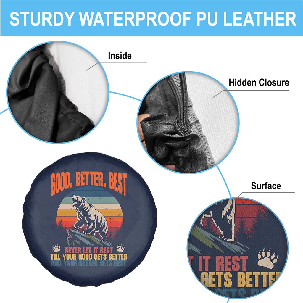 Retro Mountain Bear Outdoor Adventure Spare Tire Cover Good Better Best Inspiration Motivation TS02 Print Your Wear