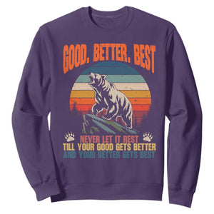 Retro Mountain Bear Outdoor Adventure Sweatshirt Good Better Best Inspiration Motivation TS02 Purple Print Your Wear