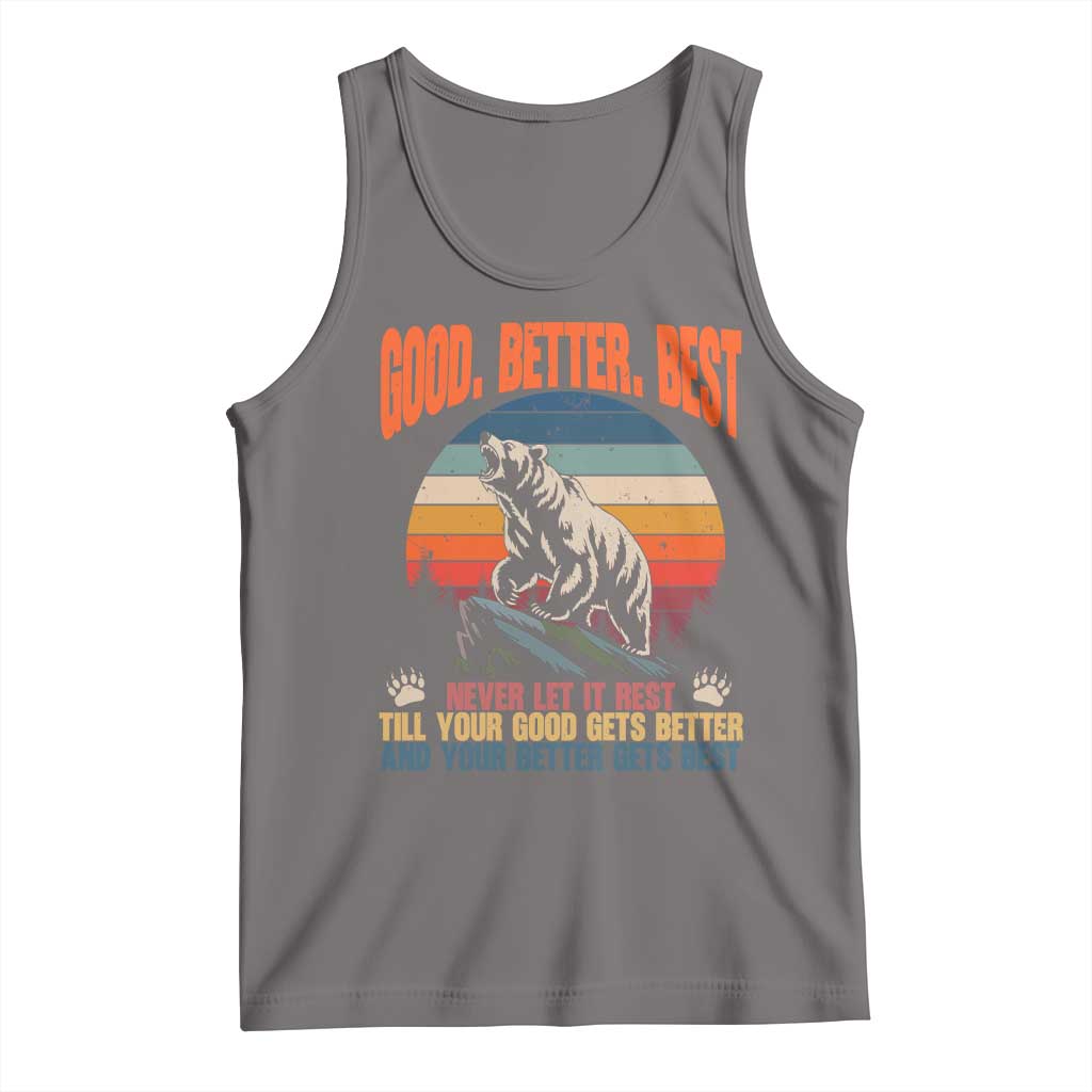 Retro Mountain Bear Outdoor Adventure Tank Top Good Better Best Inspiration Motivation TS02 Deep Heather Print Your Wear