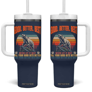 Retro Mountain Bear Outdoor Adventure Tumbler With Handle Good Better Best Inspiration Motivation TS02 One Size: 40 oz Navy Print Your Wear