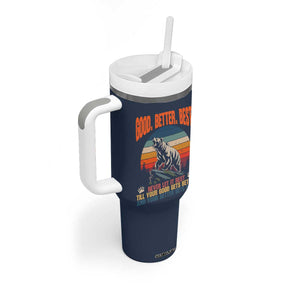 Retro Mountain Bear Outdoor Adventure Tumbler With Handle Good Better Best Inspiration Motivation TS02 Print Your Wear