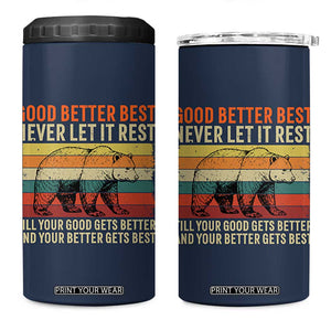 Good Better Best Motivational 4 in 1 Can Cooler Tumbler Retro Never Let It Rest TS02 One Size: 16 oz Navy Print Your Wear