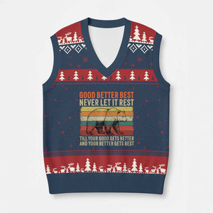 Good Better Best Motivational V-Neck Knit Sweater Vest Retro Never Let It Rest TS02 Navy Red Print Your Wear