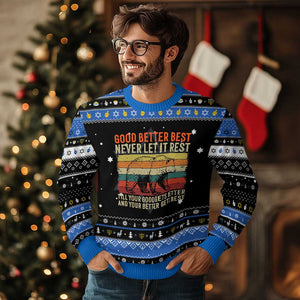 Good Better Best Motivational Hanukkah Ugly Sweater Retro Never Let It Rest TS02 Black Blue Print Your Wear