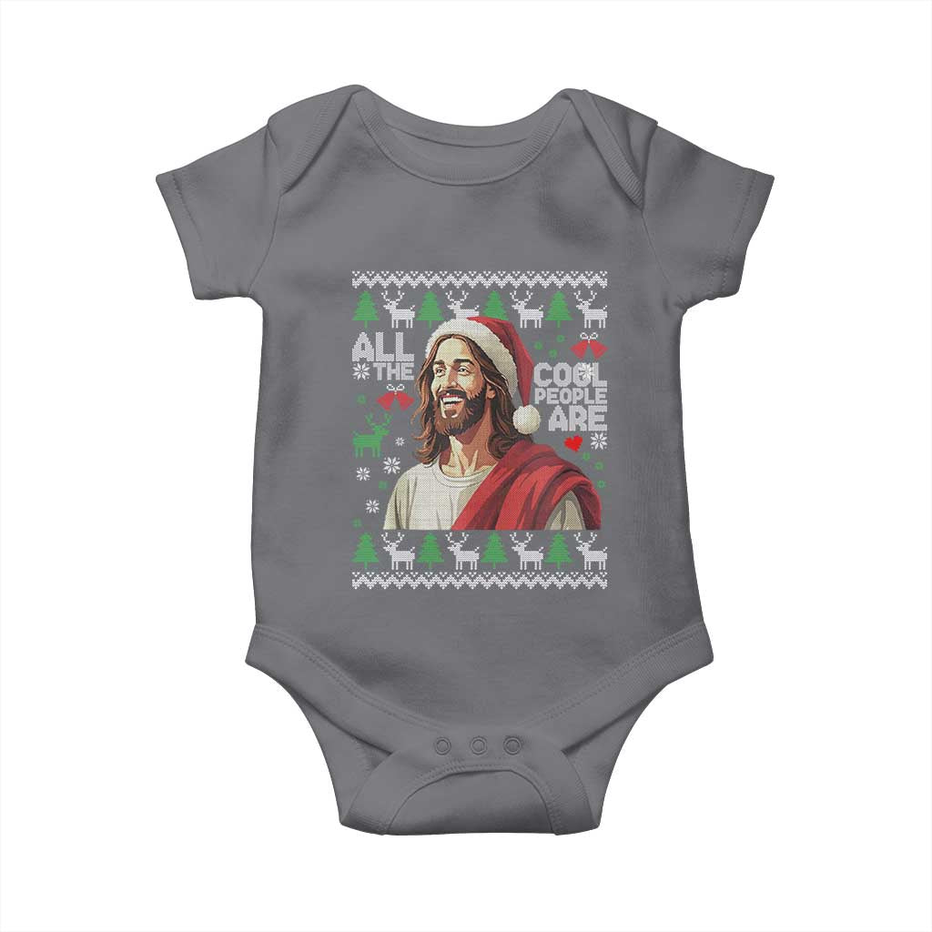 Funny Jesus Birthday Baby Onesie All the Cool People Are Born in December TS02 Charcoal Print Your Wear
