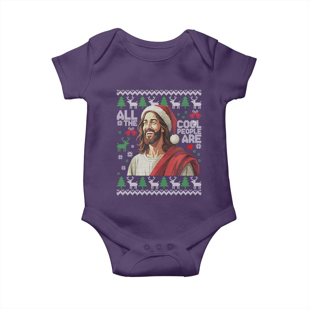 Funny Jesus Birthday Baby Onesie All the Cool People Are Born in December TS02 Purple Print Your Wear